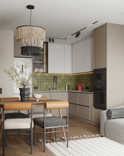 Эта маленькая кухня - гостиная очень атмосферная и уютная. 01