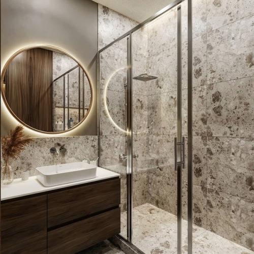 Ванная комната.  Шикарный интерьер, в котором продумана каждая мелочь. 01