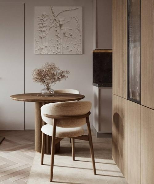 Светлый и уютный интерьер гостиной в современном стиле. 06