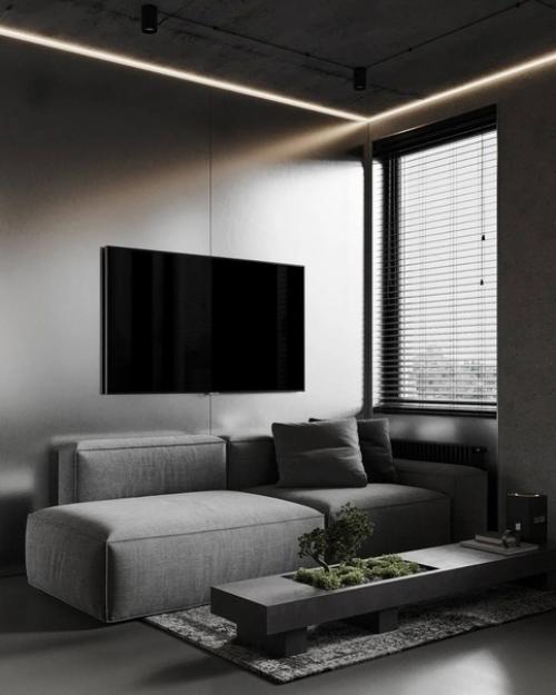 Несколько кадров интерьера в тёмных тонах, площадью 113 квадратных метров в г. Санкт-петербург. 03