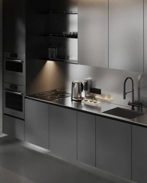 Несколько кадров интерьера в тёмных тонах, площадью 113 квадратных метров в г. Санкт-петербург. 05