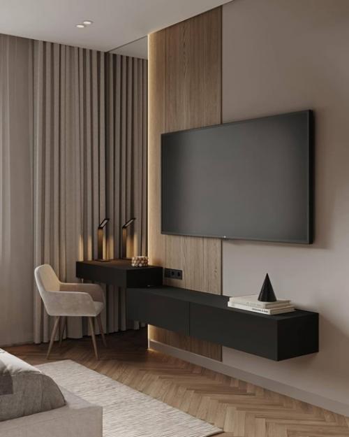 Лаконичный современный интерьер однокомнатной квартиры в светлых тонах. 07