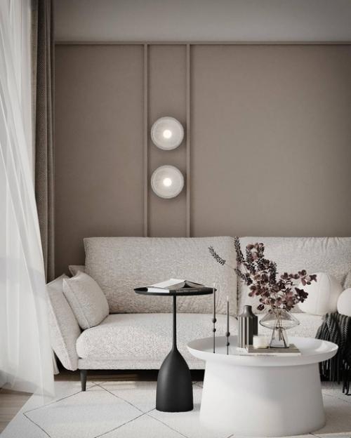 Интерьер лаконичной прихожей и кухни - гостиной площадью 26 квадратных метров в светлом исполнении. 02