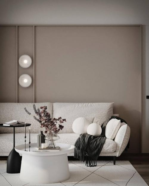 Интерьер лаконичной прихожей и кухни - гостиной площадью 26 квадратных метров в светлом исполнении. 03