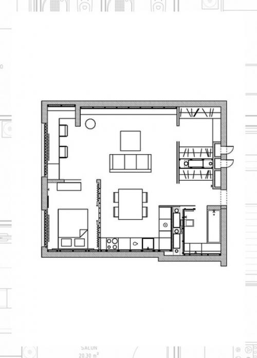 Проект двухкомнатной квартиры, площадью 62 кв. 09