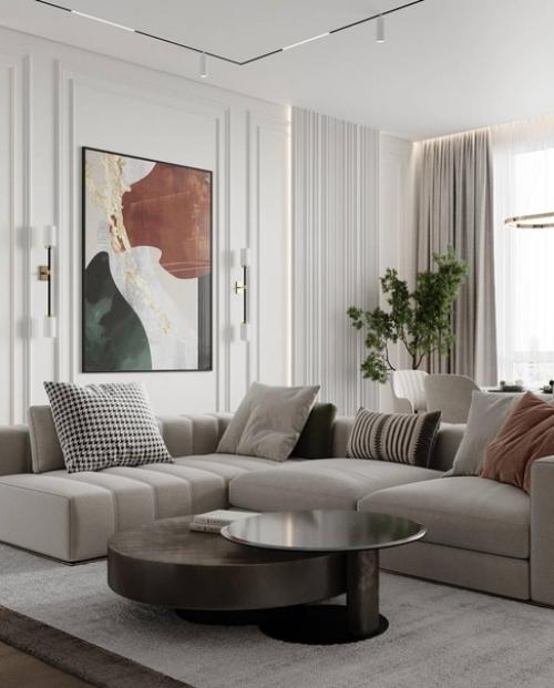 Интерьер просторной квартиры в светлых тонах. 09