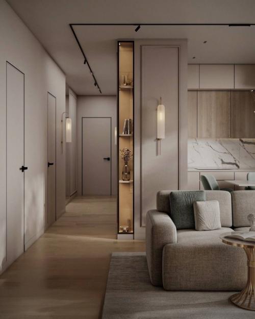 Уютный, комфортный, с приятным сочетанием цветов интерьер кухни - гостиной. 05