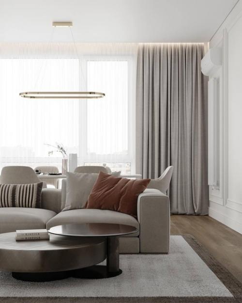 Интерьер просторной квартиры в светлых тонах. 04