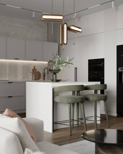 Интерьер просторной квартиры в светлых тонах. 03