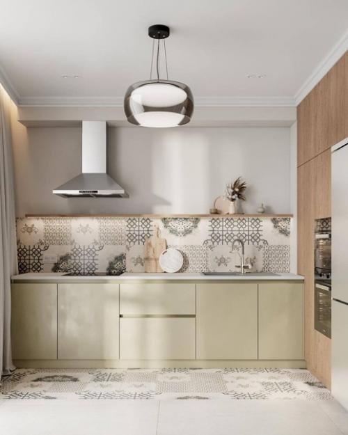 Интерьер прихожей и кухни - гостиной в светлых тонах. 01