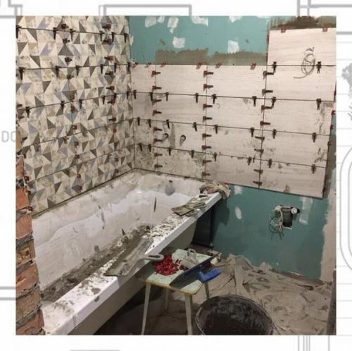 Процесс преображения обычного санузла в стильное помещение. 05