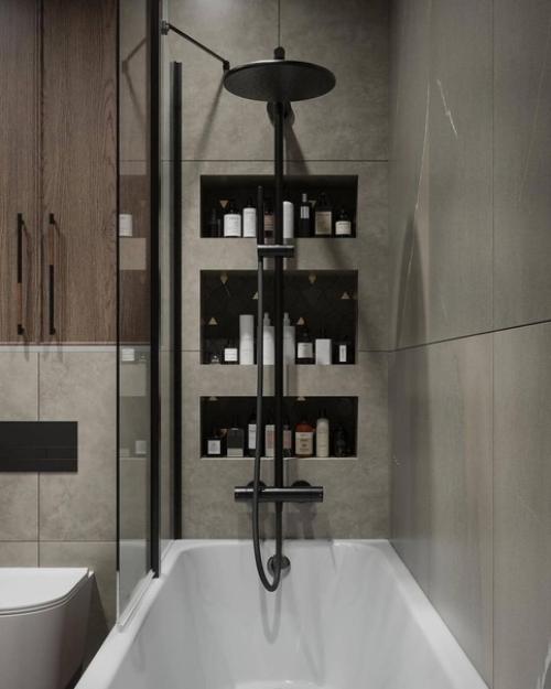 В этом интерьере санузла в эко - стиле использованы очень выразительные текстуры, которые безупречно скомбинированы между собой. 03