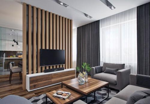 Из декоративных реек (баффелей) можно сделать перегородку или оригинальную акцентную зону на стене или даже на потолке. 06