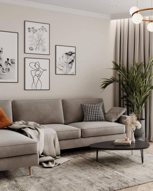 Интерьер прихожей и кухни - гостиной в светлых тонах. 06