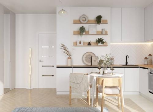 Работа с небольшими пространствами - это всегда грамотное зонирование, визуальное расширение и смекалка дизайнеров. 03