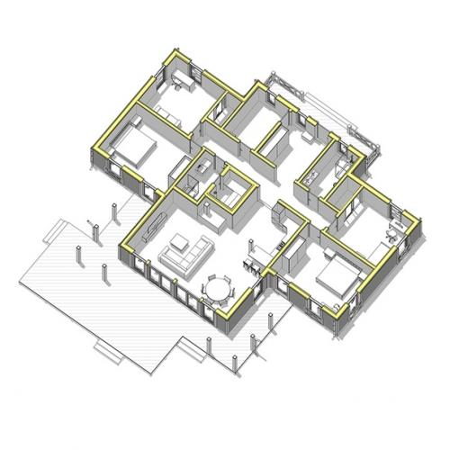 Современный одноэтажный коттедж с панорамным остеклением. 03