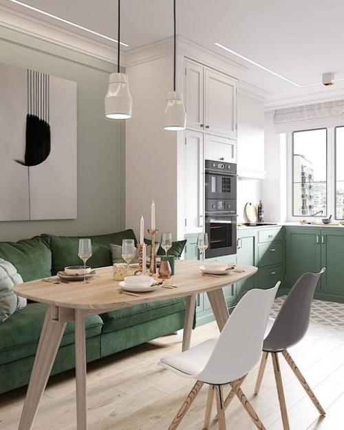 Замечательный по цветовому решению дизайн - проект кухни столовой площадью 16, 14 кв. 01