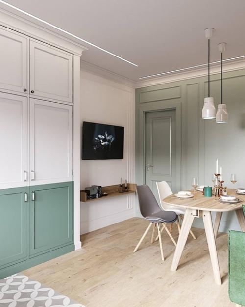 Замечательный по цветовому решению дизайн - проект кухни столовой площадью 16, 14 кв. 04