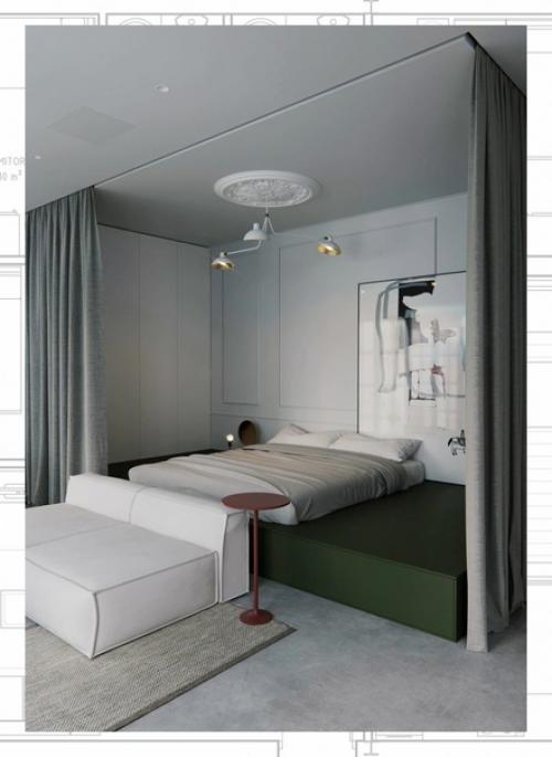 Эта квартира общей площадью 44 м 2 находится в старинном доме в центре Санкт-петербурга, Россия. 03