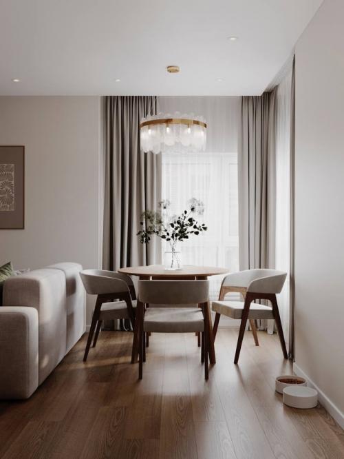 Кухня - гостиная в светлых тонах. 02