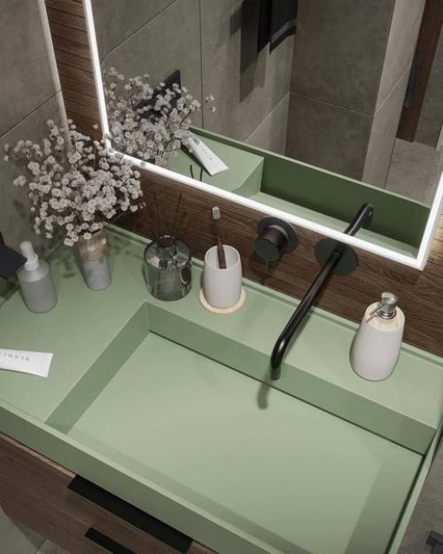 В этом интерьере санузла в эко - стиле использованы очень выразительные текстуры, которые безупречно скомбинированы между собой. 07