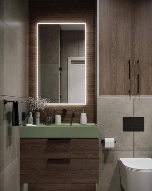 В этом интерьере санузла в эко - стиле использованы очень выразительные текстуры, которые безупречно скомбинированы между собой. 04