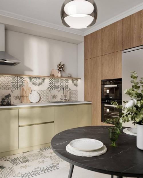 Интерьер прихожей и кухни - гостиной в светлых тонах. 02