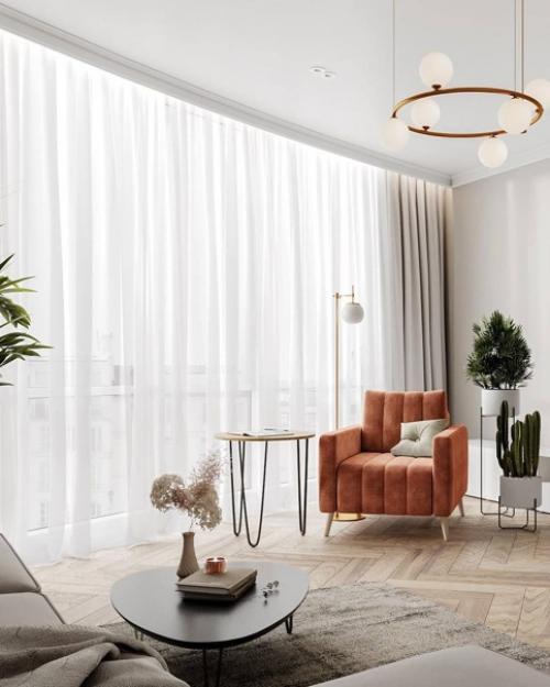 Интерьер прихожей и кухни - гостиной в светлых тонах. 07