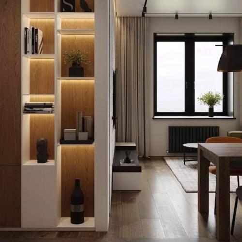 Доброе утро.  Мы начинаем с интерьера кухни - гостиной, площадью 17 кв. 07