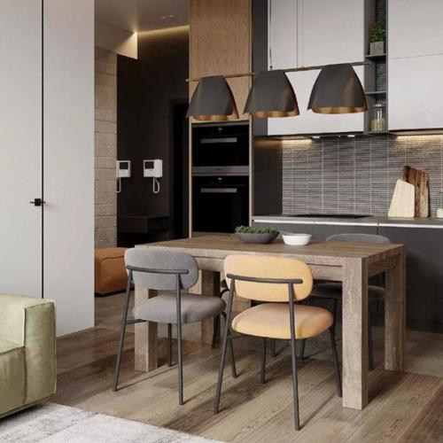 Доброе утро.  Мы начинаем с интерьера кухни - гостиной, площадью 17 кв. 01