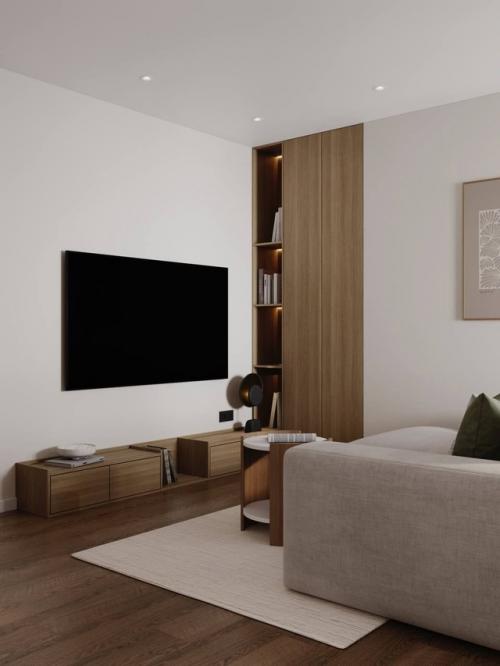 Кухня - гостиная в светлых тонах. 08