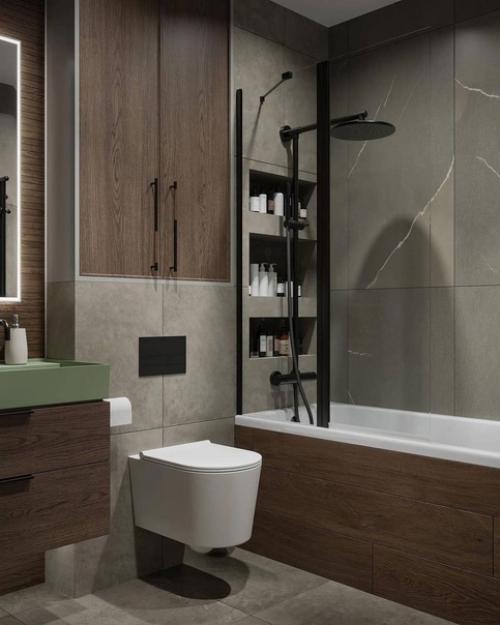 В этом интерьере санузла в эко - стиле использованы очень выразительные текстуры, которые безупречно скомбинированы между собой. 06