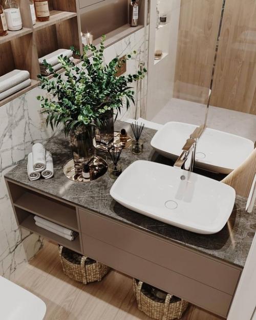 Четыре кадра компактного санузла в современной классике, площадью 3, 6 m. 03