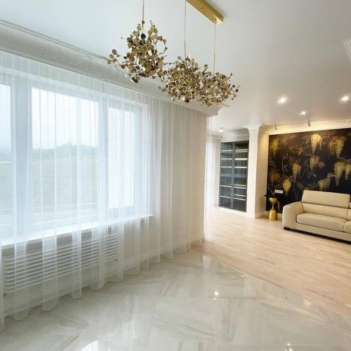 Гостиная готова.  Объединили гостиную с кухней и лоджией. 06