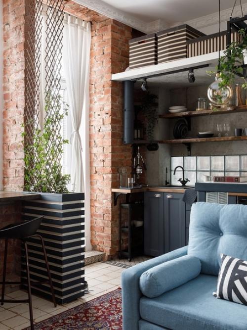 Крутая двухуровневая студия в старом фонде. 02