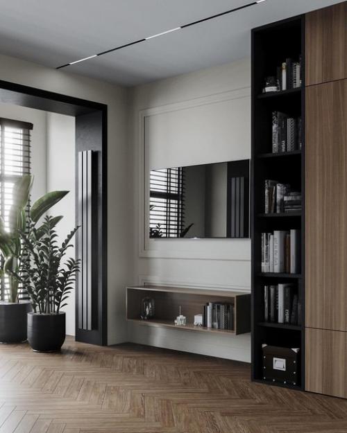 Необычный дизайн однокомнатной квартиры в современном стиле с модными фишками. 02