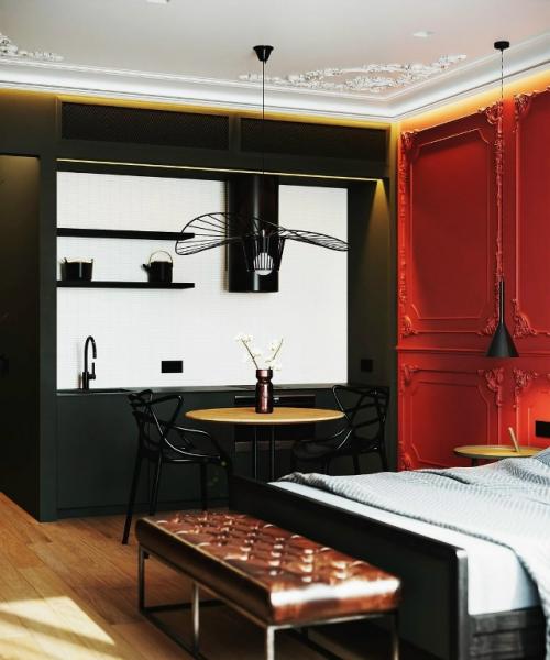 В этой стильной квартире - студии площадью всего 32 кв. 03