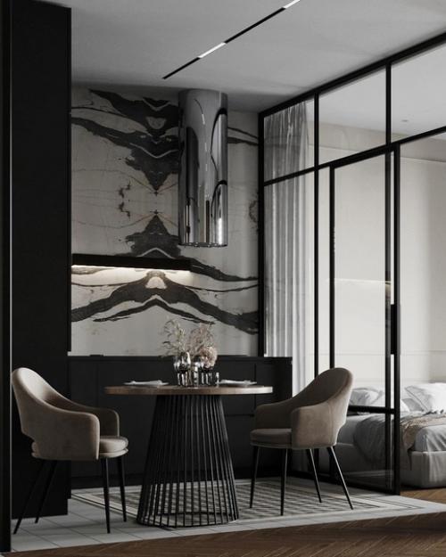 Необычный дизайн однокомнатной квартиры в современном стиле с модными фишками. 04