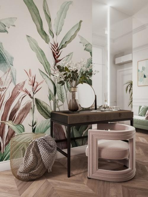 Дизайн интерьера спальни от студии интерьеров D'Polly, обои от Hygge Wall. 02