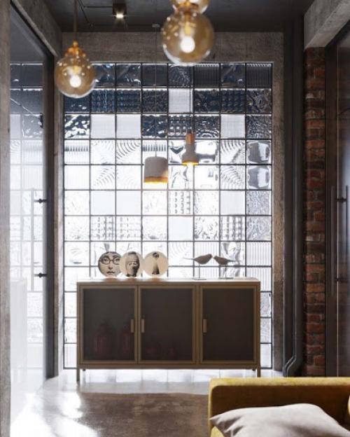 Стеклоблоки - не пережиток советского союза, а модный материал для оформления помещений в стиле лофт, хай - тек, модерн. 01