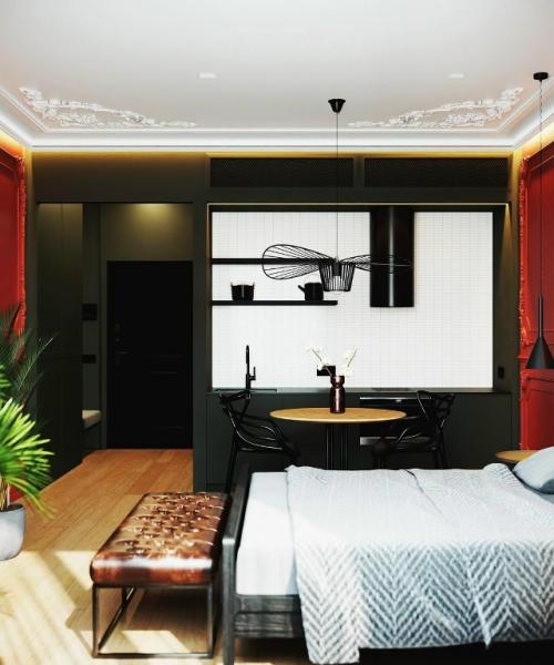 В этой стильной квартире - студии площадью всего 32 кв. 01