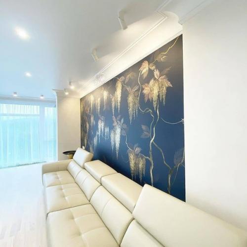 Гостиная готова.  Объединили гостиную с кухней и лоджией. 03