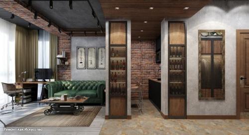 Проект квартиры 26 м в стиле лофт. 02