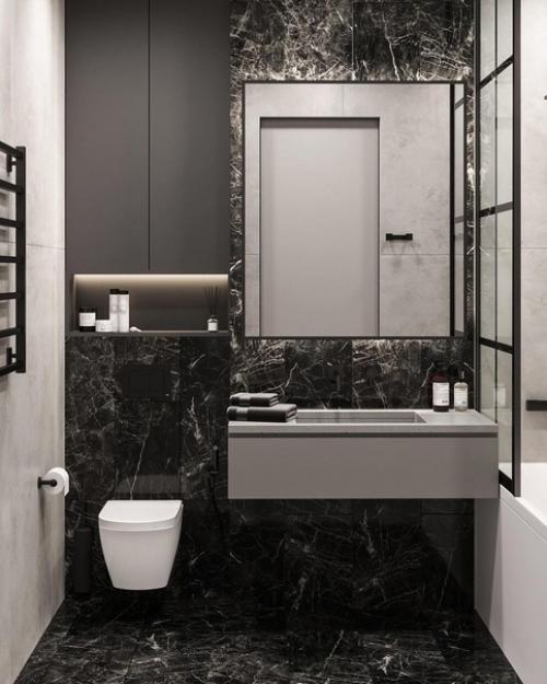 Необычный дизайн однокомнатной квартиры в современном стиле с модными фишками. 07