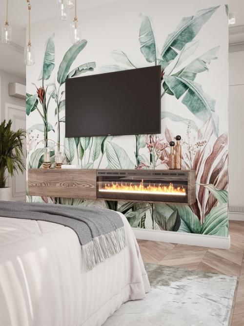 Дизайн интерьера спальни от студии интерьеров D'Polly, обои от Hygge Wall. 04