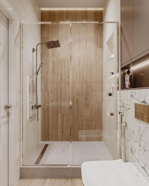 Четыре кадра компактного санузла в современной классике, площадью 3, 6 m. 02