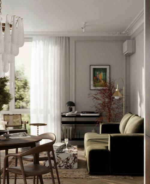 Этот проект кухни - гостиной площадью 29 кв. 03