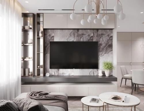 Современный дизайн 2-х комнатной квартиры, выполненный в бежевых тонах. 04