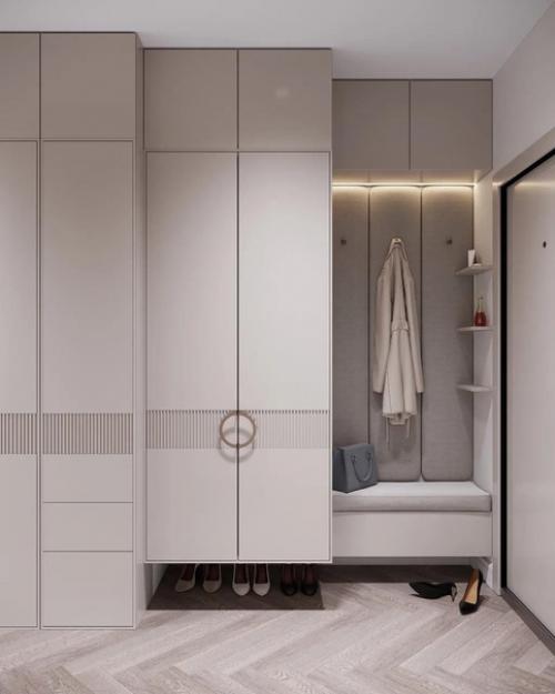 Современный дизайн 2-х комнатной квартиры, выполненный в бежевых тонах. 06