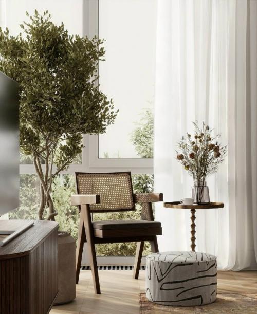 Этот проект кухни - гостиной площадью 29 кв. 05